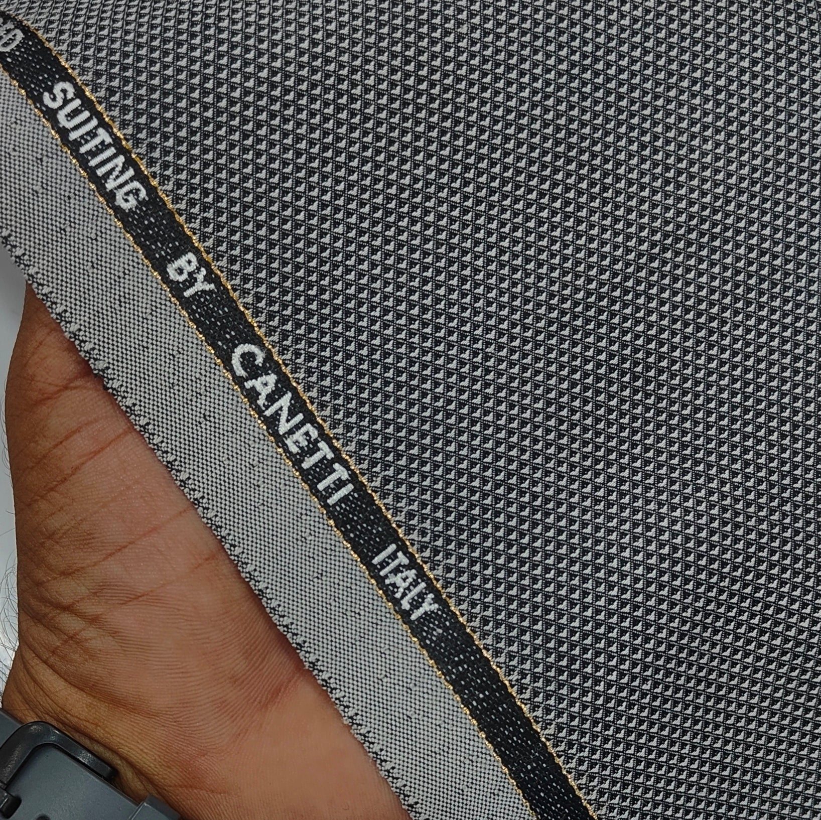 Trouser Fabric Canetti Italy Merino 100s Wool Blend Dobby Colour Blackish Grey